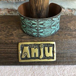 ANJU JEWELRY Copper Patina Artisan Crafted Embossed Cuff Bracelet, BP284, New